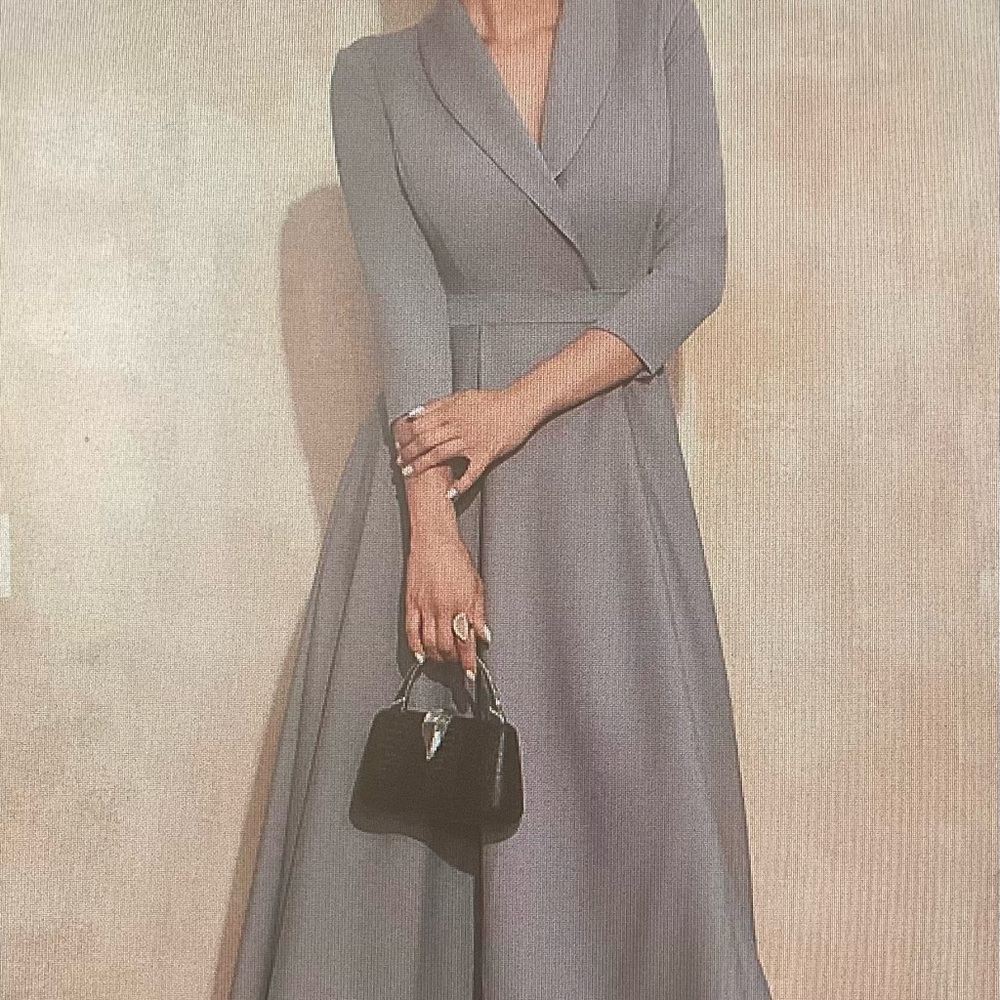 A-LINE TEA LENGTH WITH 3/4 SLEEVES IN FAUX CASHMERE